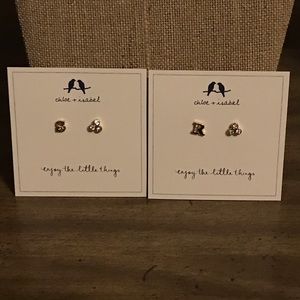 R and S stud trio earrings